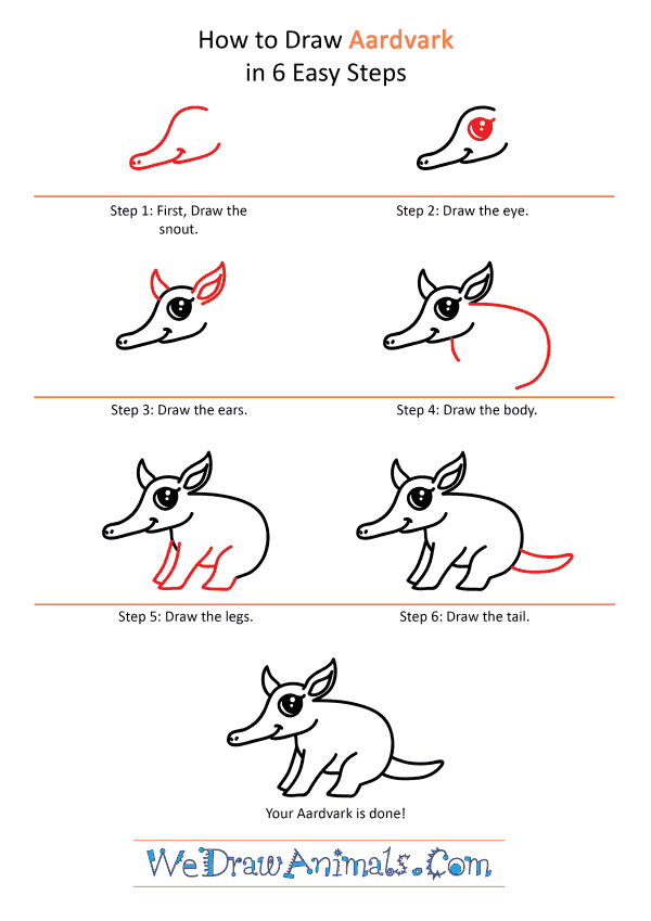 How to Draw a Cute Aardvark - Step-by-Step Tutorial