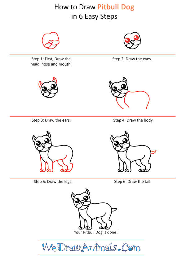 How to Draw a Cute Pitbull Dog - Step-by-Step Tutorial