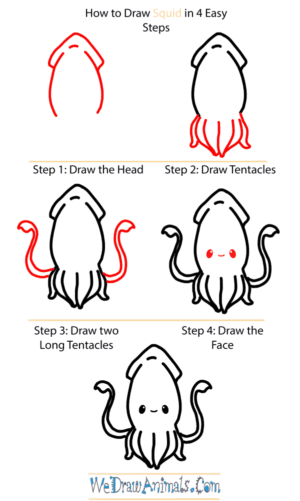 How to Draw a Cute Squid - Step-by-Step Tutorial
