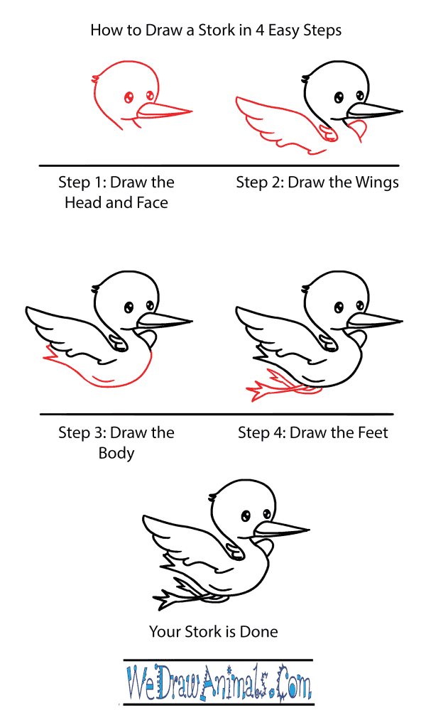 How to Draw a Cute Stork - Step-by-Step Tutorial