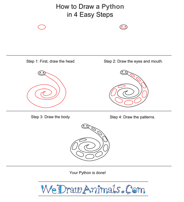 How to Draw a Python for Kids - Step-by-Step Tutorial